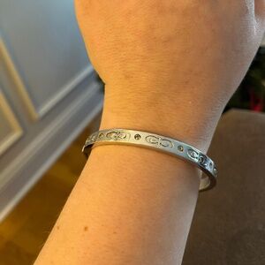 Coach Silver Tone Hinged Bangle